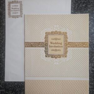 Beige Cream Floral Embossed Wedding Card