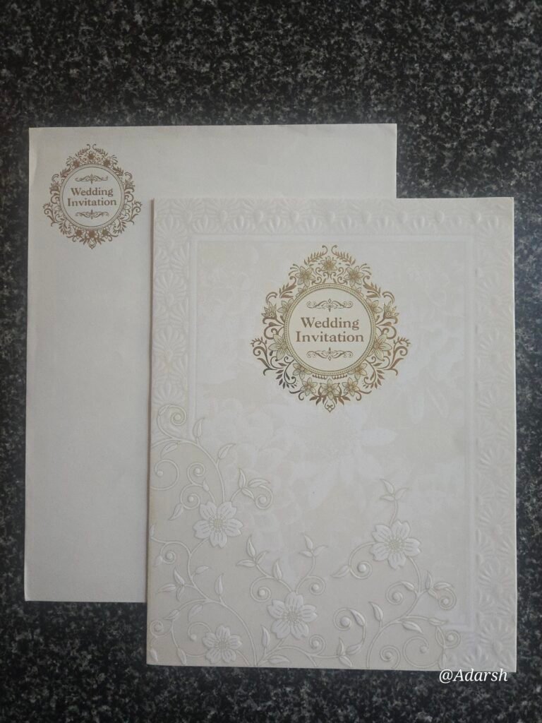 White Floral Padded Wedding Card