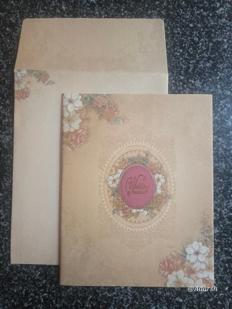 Cream Vintage Floral Wedding Invitation Card