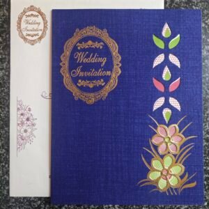 Royal Blue Metallic Laser-Cut Wedding Card