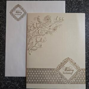 Ivory Metallic Floral Vine Wedding Card