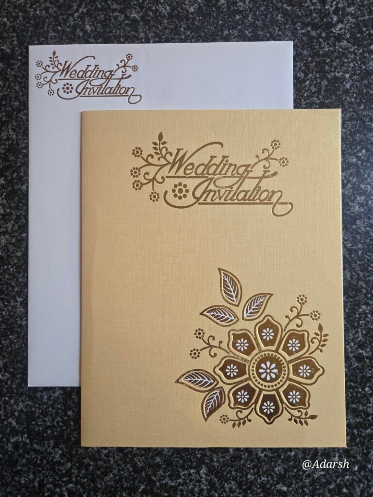 Gold Metallic Floral Mandala Wedding Card