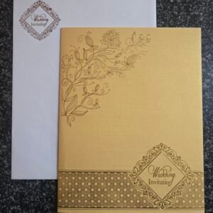 Gold Floral Vine Padded Wedding Card