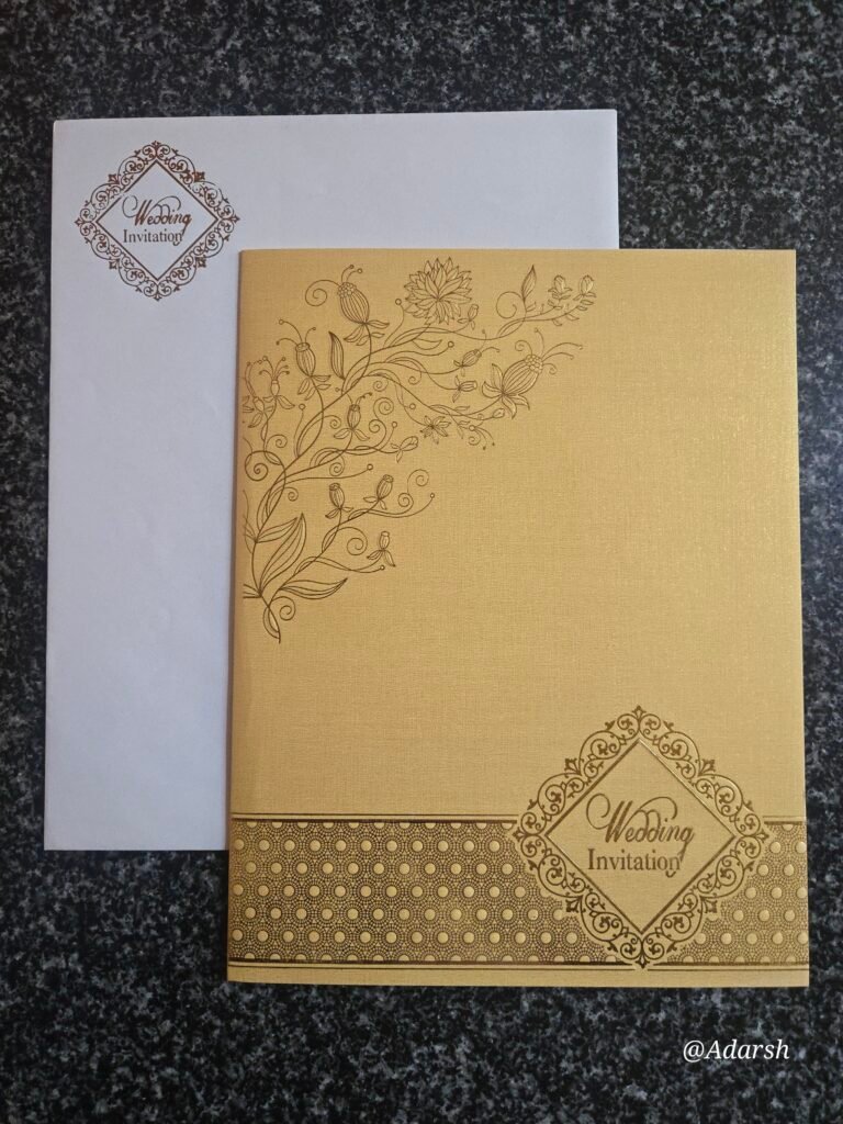 Gold Floral Vine Padded Wedding Card