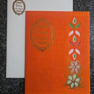 Orange Metallic Laser-Cut Wedding Card