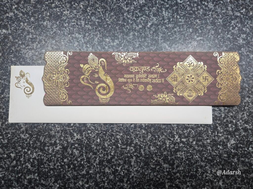 Metallic Coffee-Brown Ganesha Shubh Vivah Ritual Theme Card