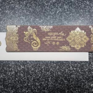 Metallic Coffee-Brown Ganesha Shubh Vivah Ritual Theme Card