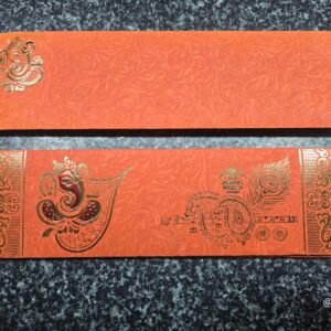 Orange Ganesha Flute Wedding Card