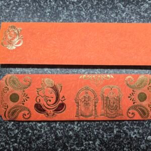 Orange Tirupati Balaji & Padmavathi Wedding Card