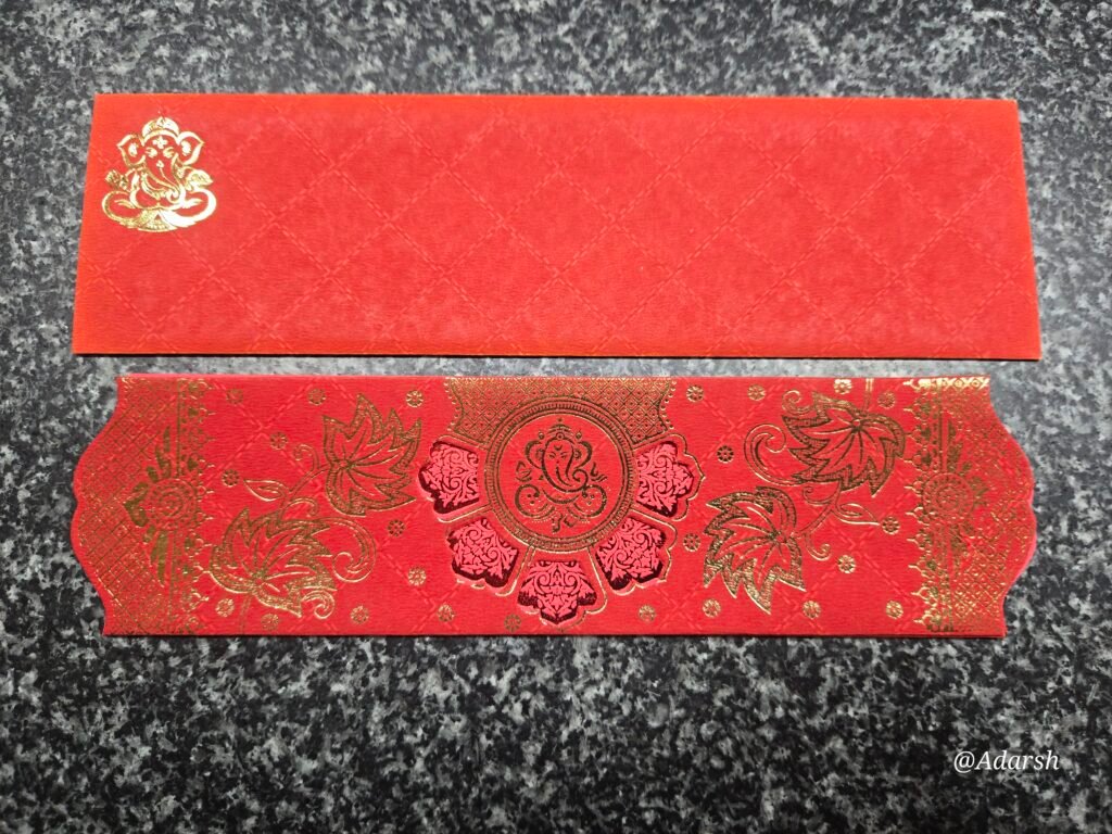 Bright Red Ganesha Rosette Mandala Wedding Card