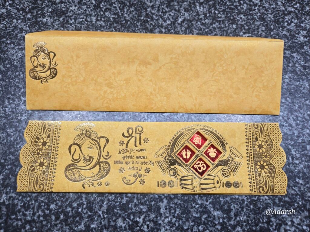 Golden Mustard Ganesha Shubh Vivah Wedding Card