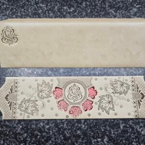 Beige Ganesha Lotus Leaf Window Wedding Card