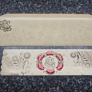 Beige Ganesha Rosette Window Wedding Card