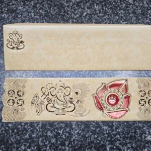 Biscuit Beige Ganesha Lotus Ritual Wedding Card