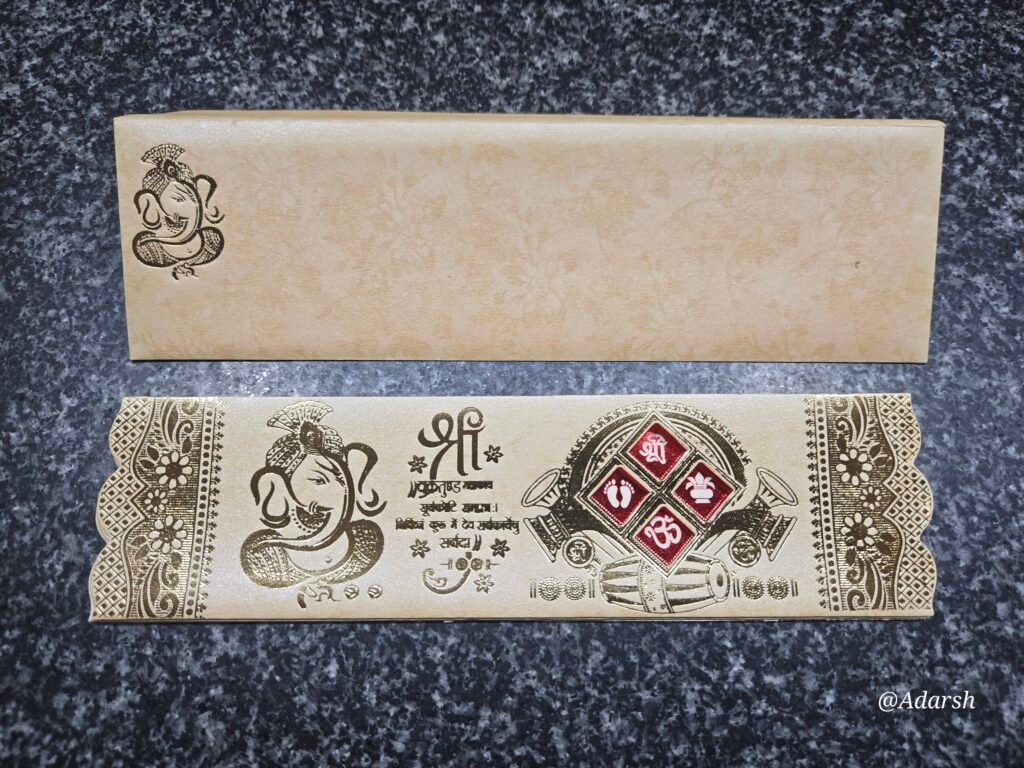 Biscuit Beige Ganesha Shubh Vivah Instrument Wedding Card