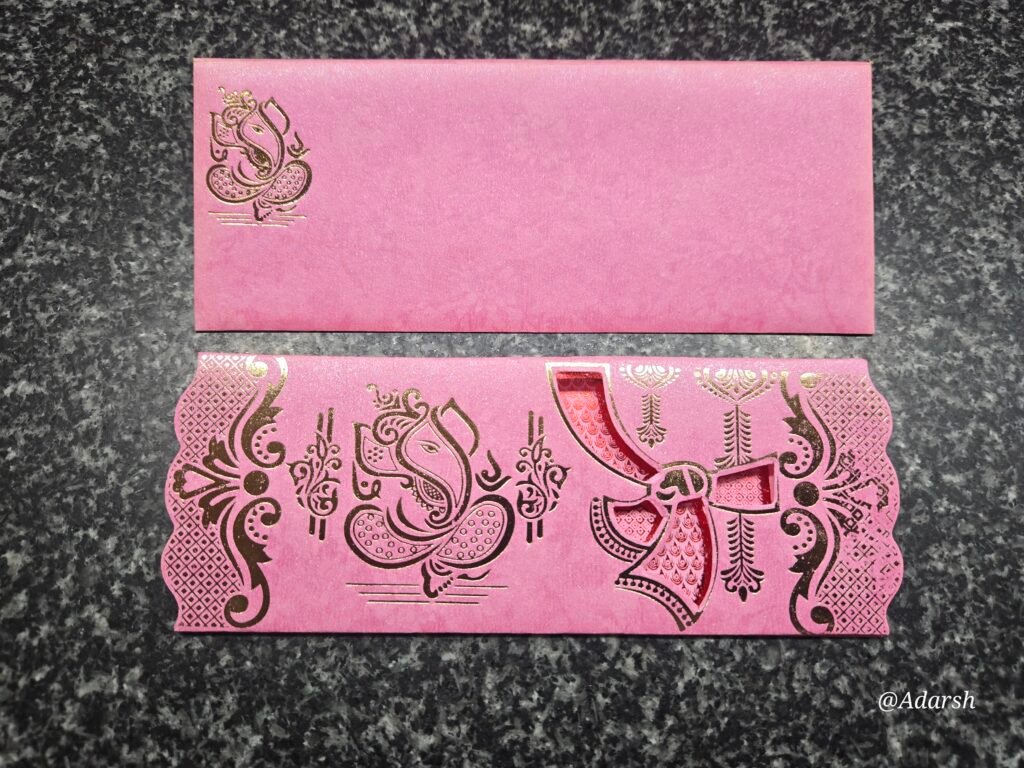 Bright Pink Calligraphy Ganesha Wedding Card