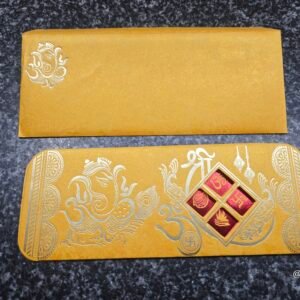 Golden Ochre Ganesha & Shubh Vivah Multi-Icon Wedding Card