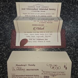 Maroon Tri-Fold Muslim Wedding Card