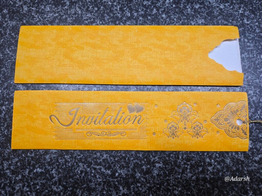 Golden Yellow Horizontal Pullout Wedding Card