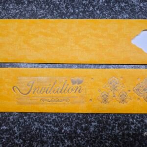 Golden Yellow Horizontal Pullout Wedding Card
