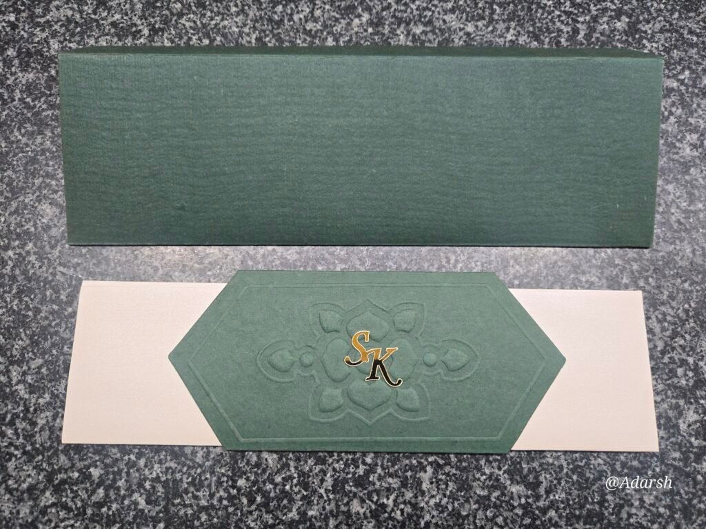 Forest Green and Cream Monogram Pull-Out Invitation Card