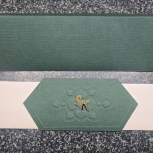 Forest Green and Cream Monogram Pull-Out Invitation Card
