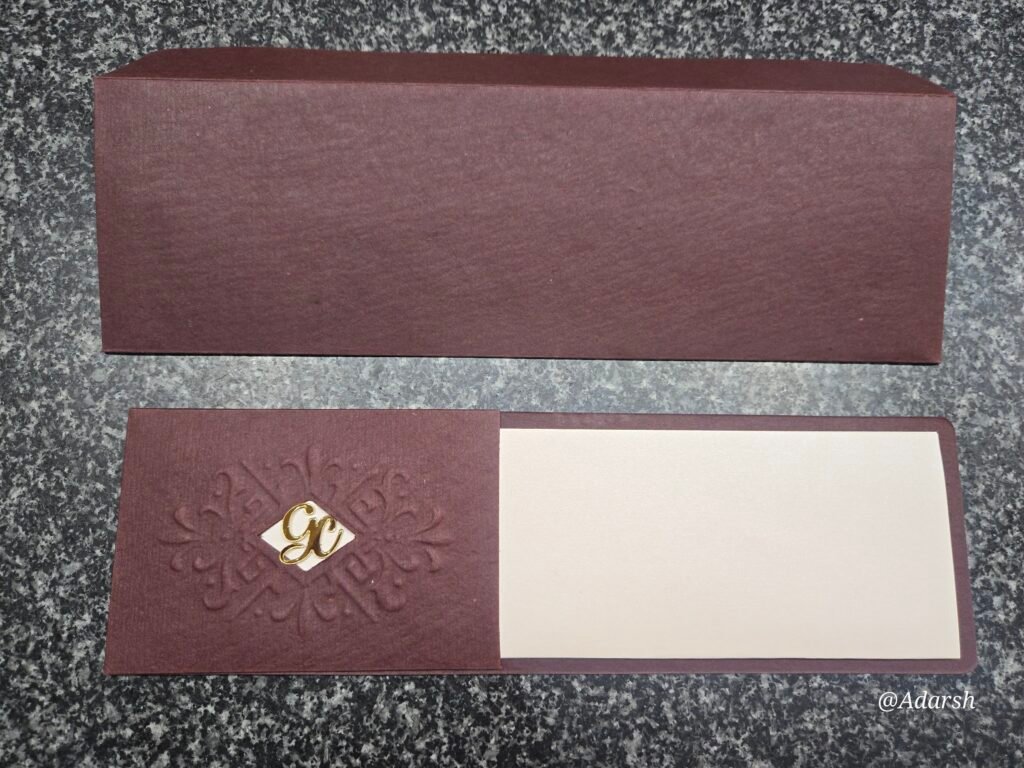 Chocolate Brown and Cream Pull-Out Sleeve Invitation Card