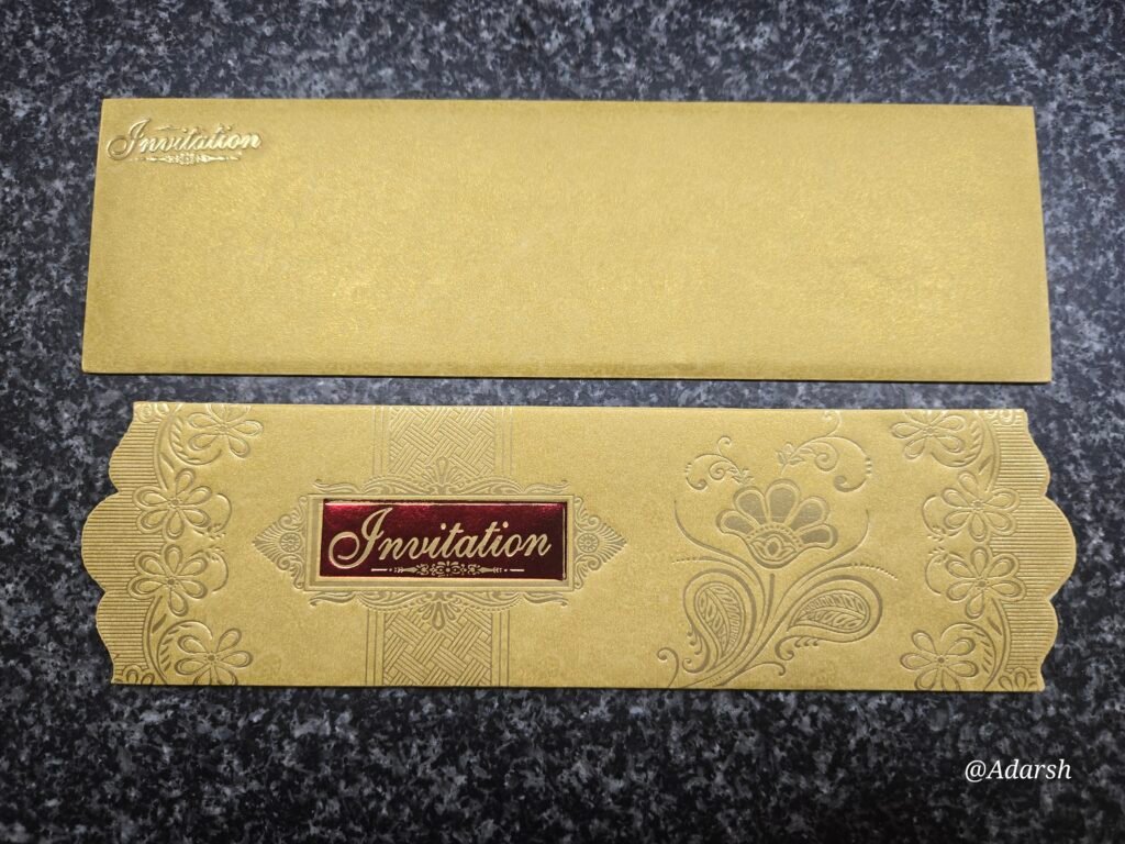 Golden-Beige Paisley Metallic Invitation Card