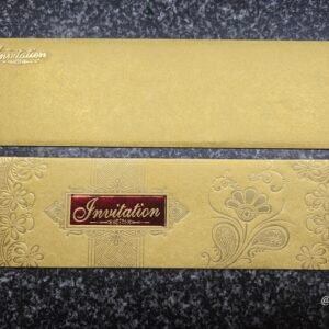 Golden-Beige Paisley Metallic Invitation Card