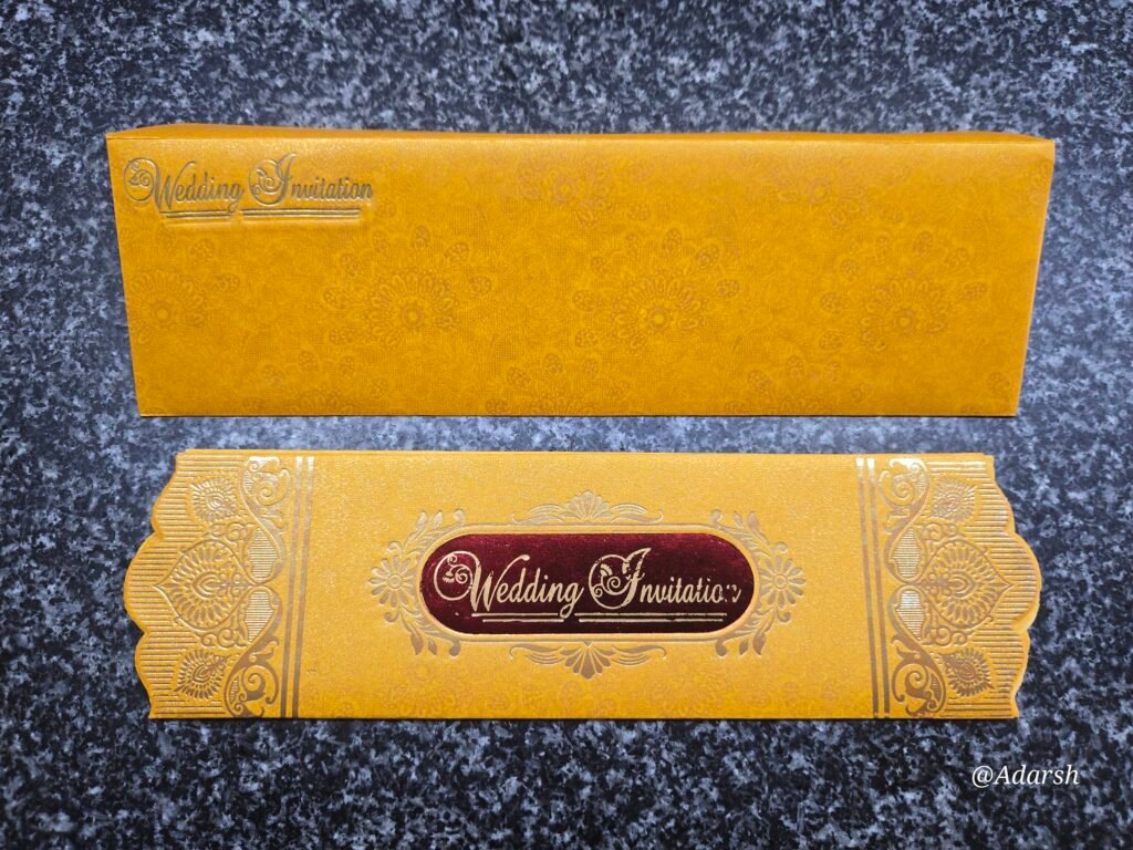Golden-Yellow Burgundy Foil Plate Wedding Invitation Card