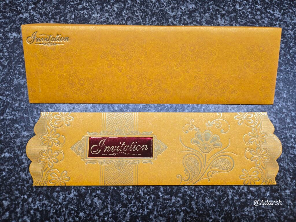 Golden-Yellow Paisley Metallic Invitation Card