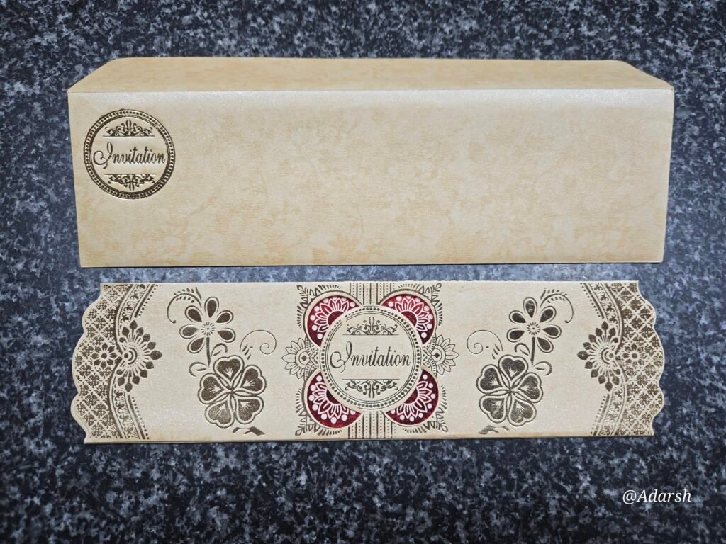 Cream-Beige Mandala Heart Die-Cut Invitation Card