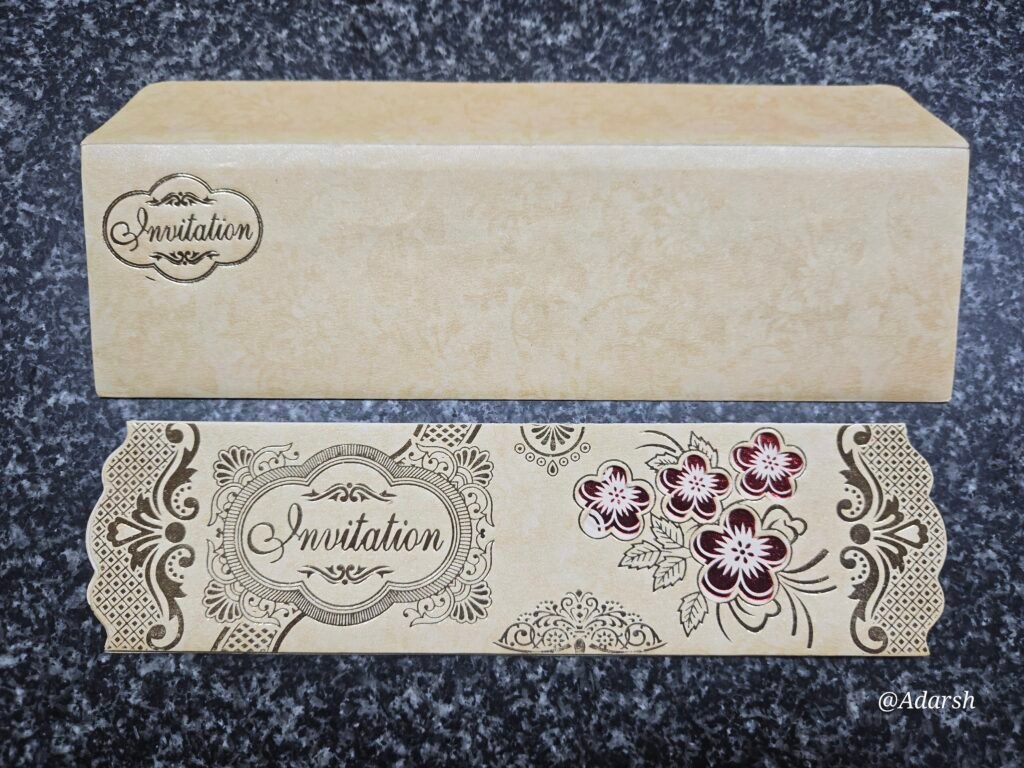 Cream-Beige Cherry Blossom Wedding Invitation Card
