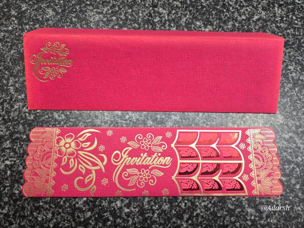 Pinkish-Red and Gold Invitation Card
