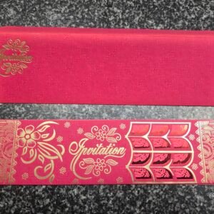 Pinkish-Red and Gold Invitation Card