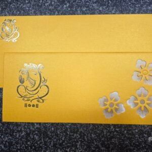 Ganesha Die-Cut Floral Golden Yellow Wedding Invitation Card