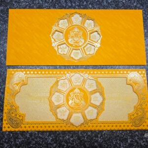 Ganesha Ashtamangala Die-Cut Marigold Wedding Card
