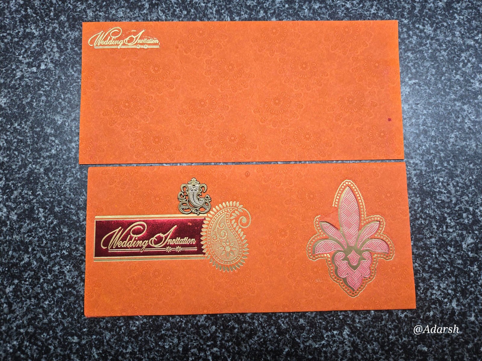 Ganesha Paisley Orange Mandala Wedding Invitation Card