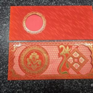 Ganesha Om-Shree-Swastika Die-Cut Red Wedding Card