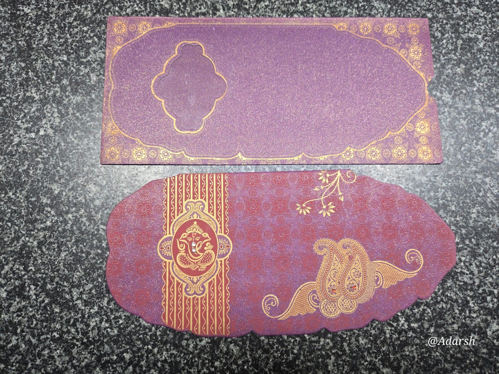 Ganesha Paisley Die-Cut Purple Wedding Card