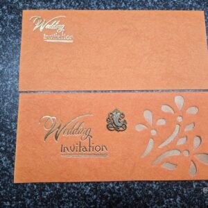 Ganesha Laser-Cut Orange Wedding Invitation Card