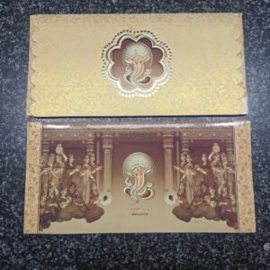 Ganesha Cream and Gold Floral Damask Invitation Card