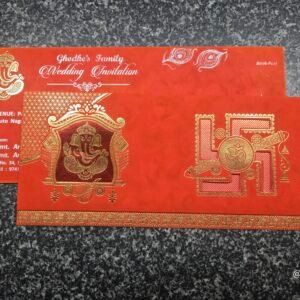Ganesha Swastika Traditional Red Wedding Card