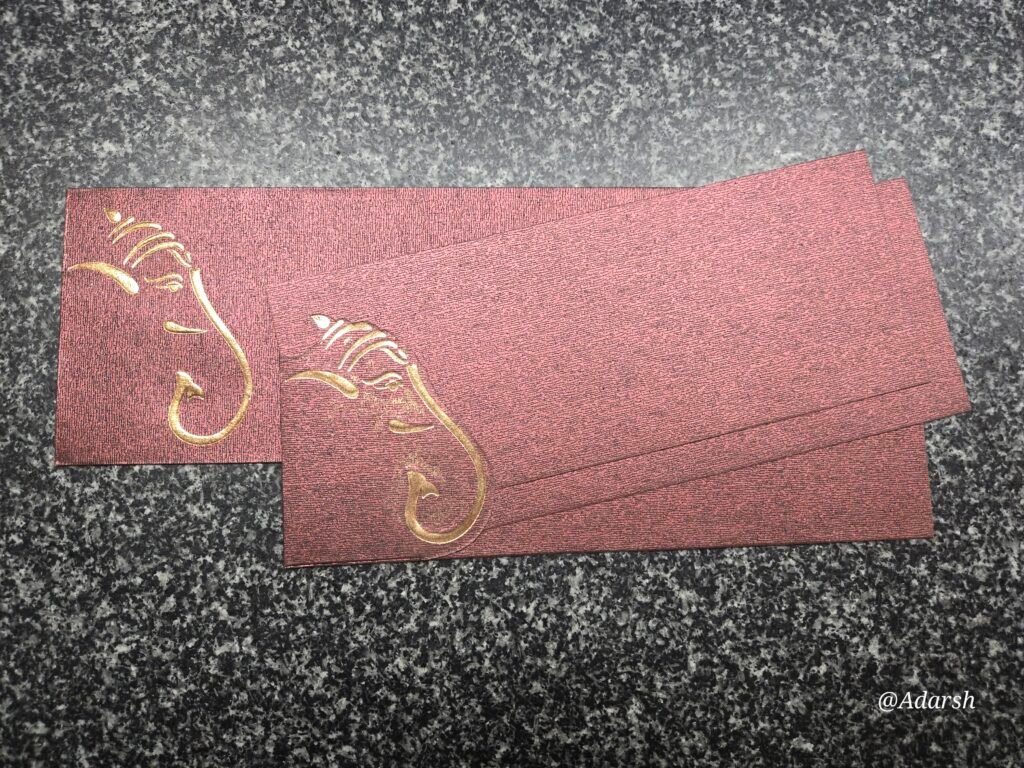 Minimalist Side-Ganesha Metallic Wedding Card