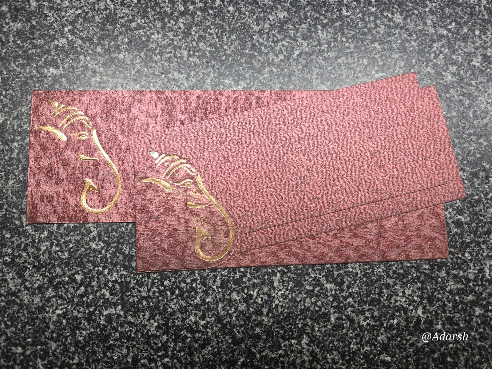 Minimalist Side-Ganesha Metallic Wedding Card