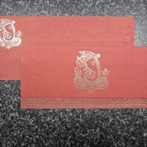 Ganesha Gold Foil Red Wedding Card