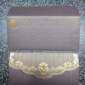 Coffee Brown Embroidered-Look Ganesha Wedding Invitation Card
