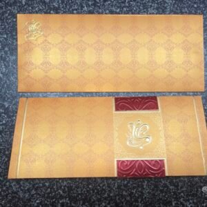 Maroon Belt Damask Ganesha Wedding Invitation Card