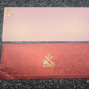Red Linen-Textured Minimalist Ganesha Wedding Invitation Card