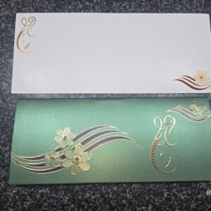 Green Minimalist Ganesha Floral Wedding Invitation Card